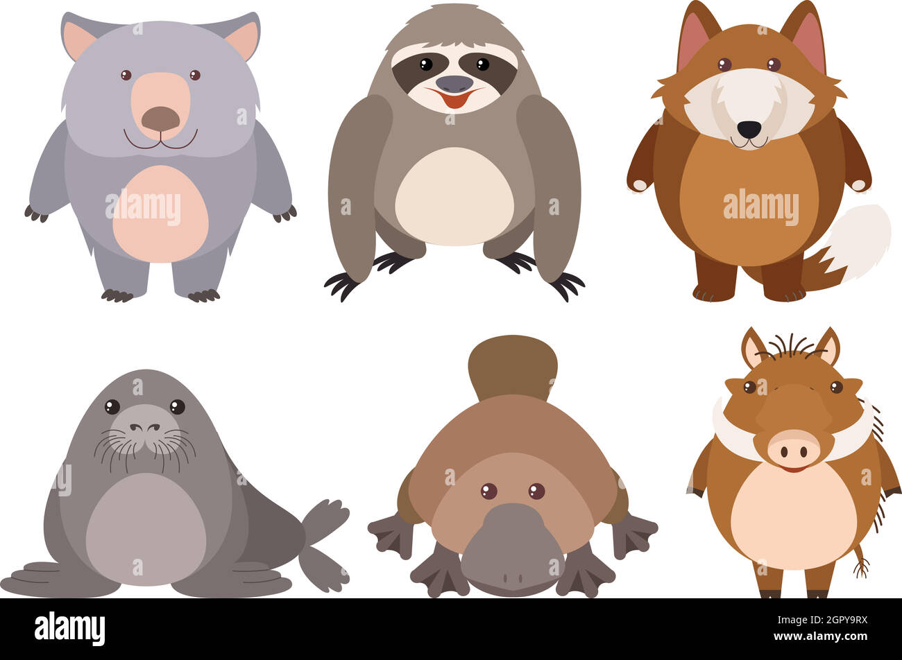 Niedliche wilde Tiere auf weißem Hintergrund Stock Vektor