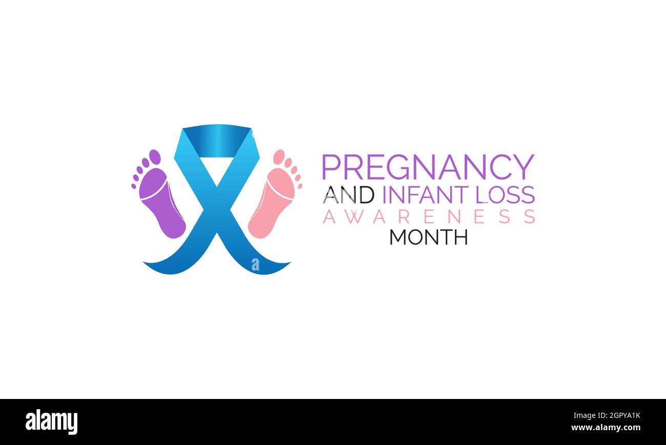 Der Monat zur Sensibilisierung für Schwangerschaft und Säuglingsverlust tritt jedes jahr im oktober auf, wenn die Vorlage mit weißem Hintergrund gestaltet ist. Stock Vektor