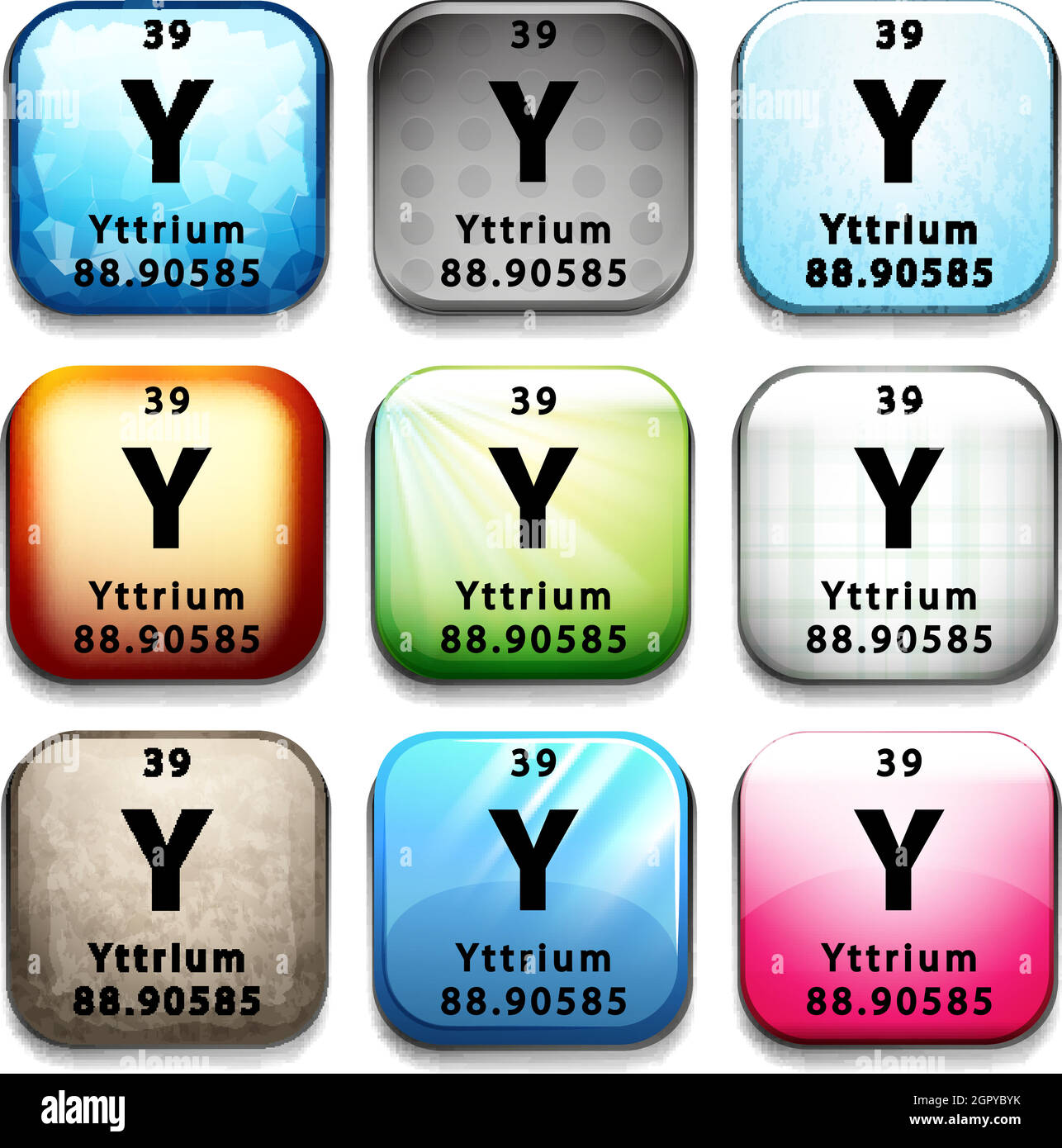 Ein Symbol, das das Element Yttrium anzeigt Stock Vektor