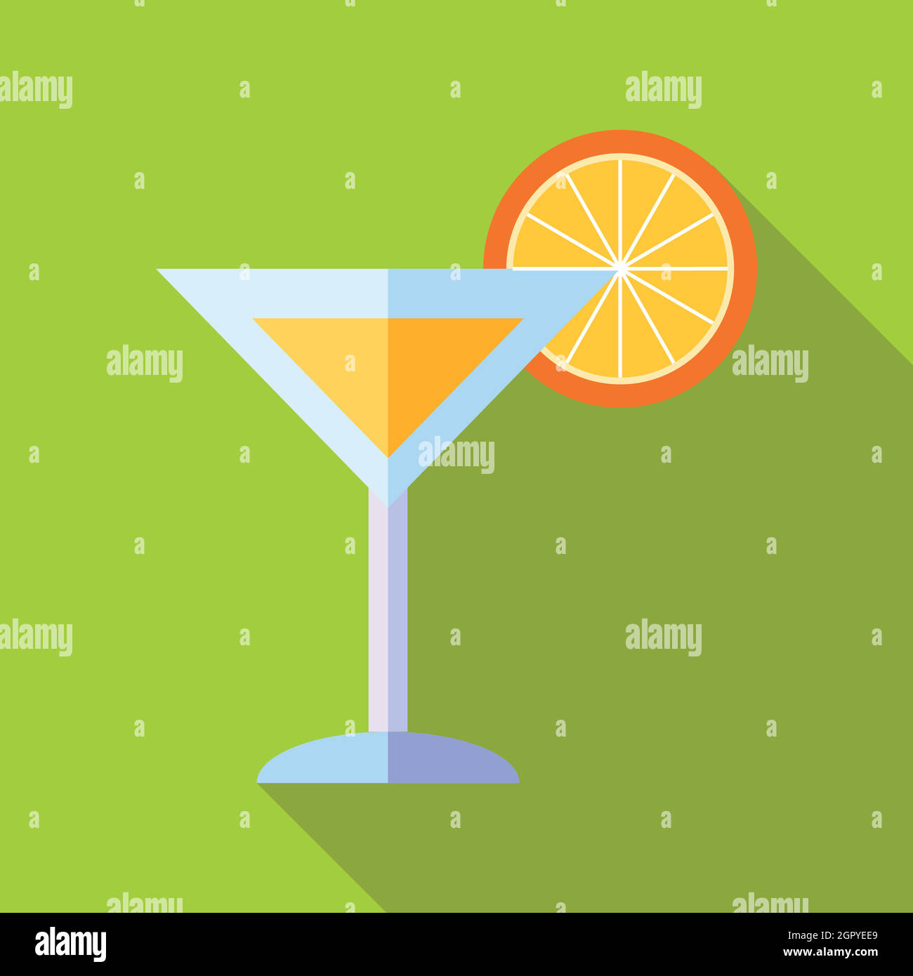 Cocktail mit orange Symbol, flachen Stil Stock Vektor
