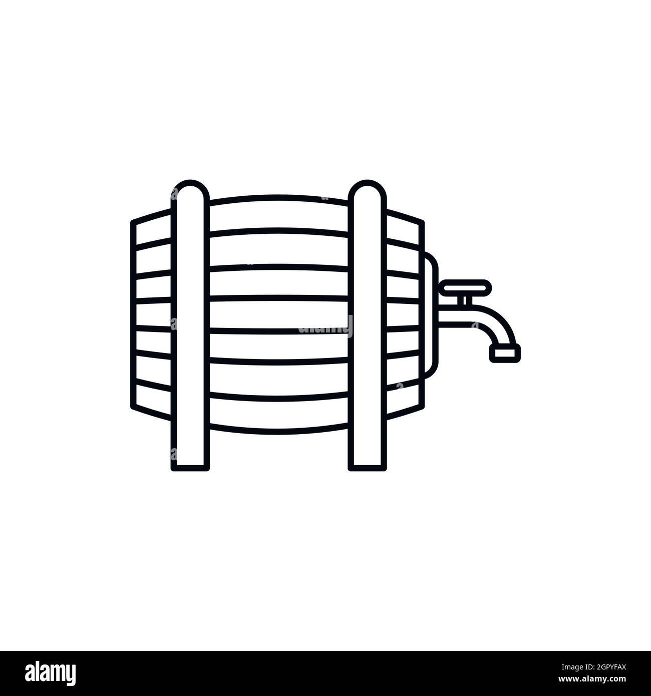 Wooden barrel icon outline illustration -Fotos und -Bildmaterial