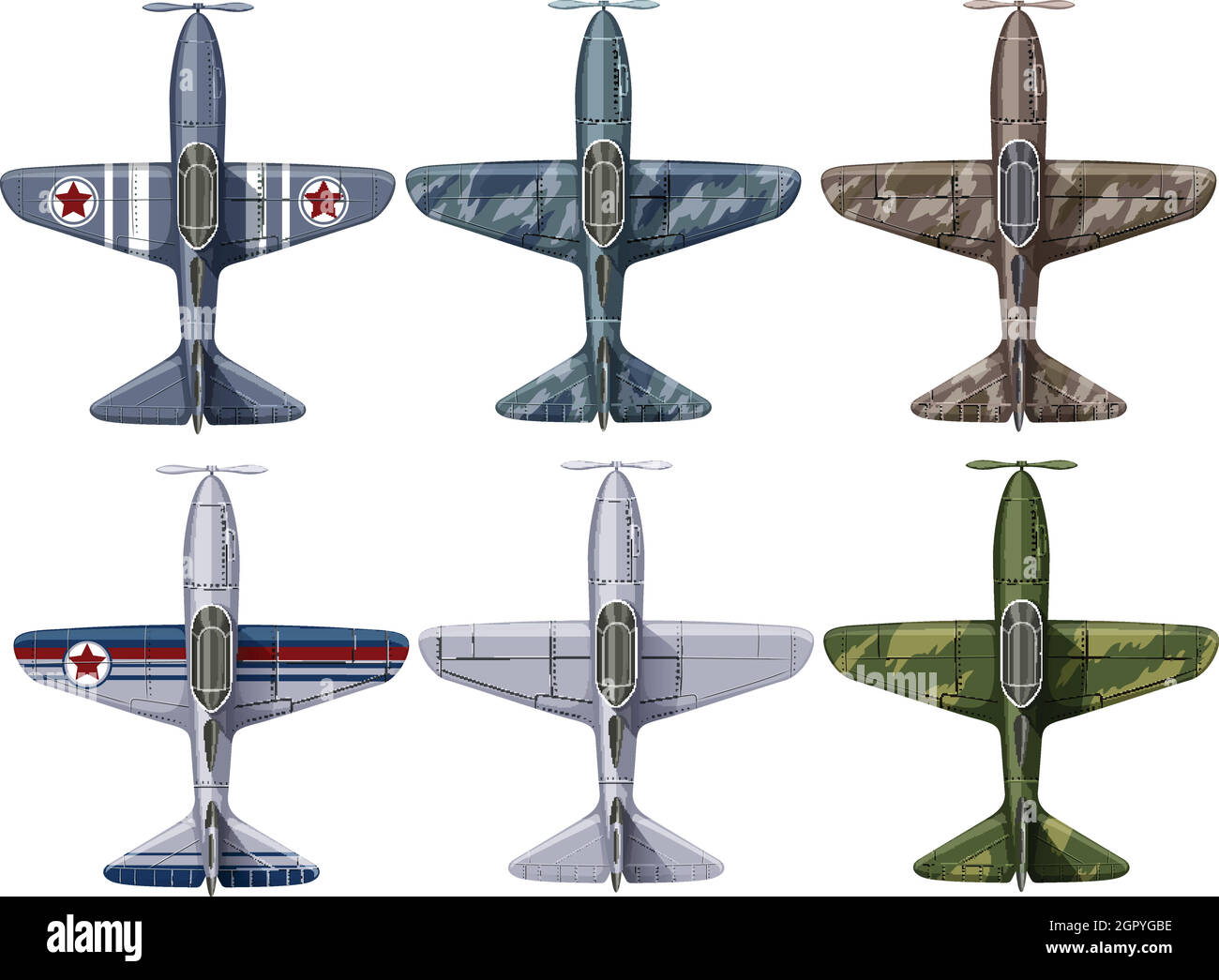 Verschiedene Konstruktion von Kampfflugzeugen Stock Vektor
