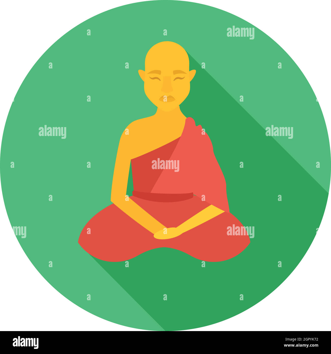 Buddhistischer Mönch Symbol, flachen Stil sitzen Stock Vektor