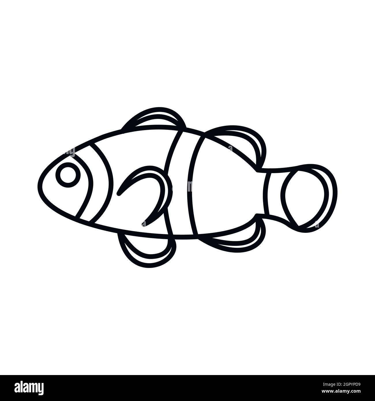 Niedliche Clownfische Symbol, Umriss-Stil Stock Vektor