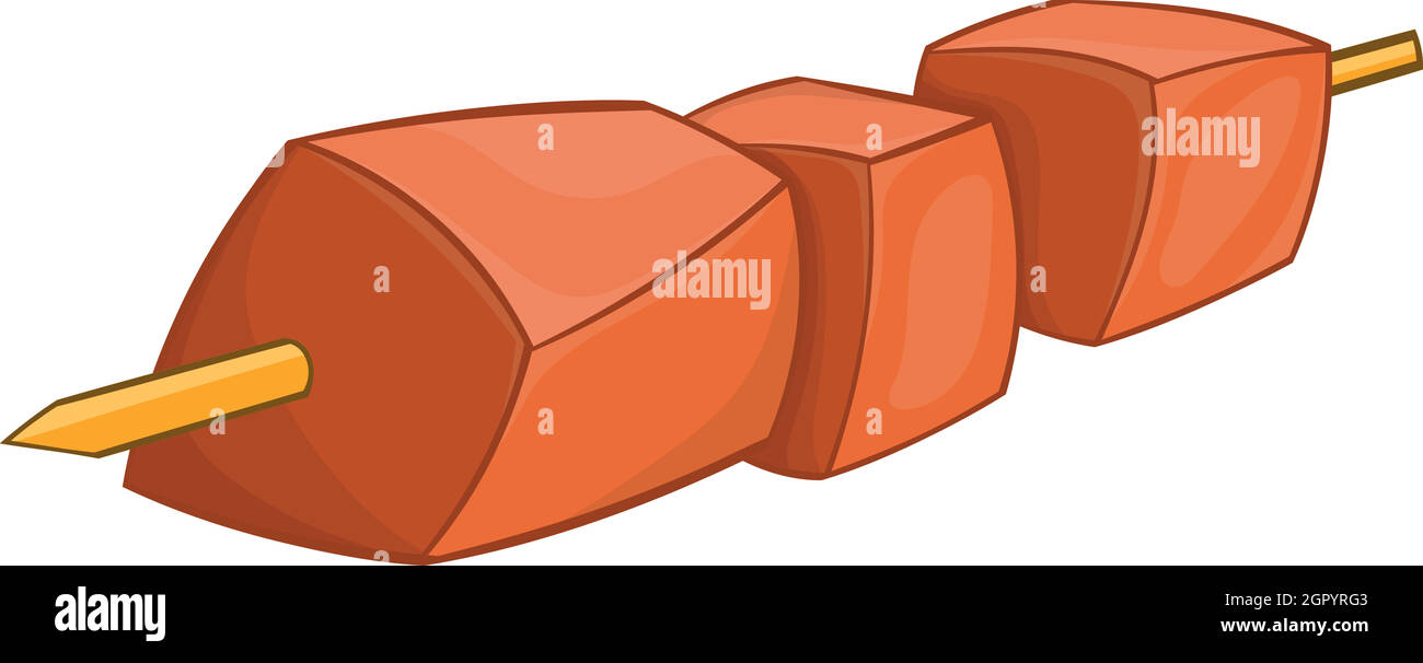 Grill Kebab auf einem Spieß Symbol, Cartoon-Stil Stock Vektor
