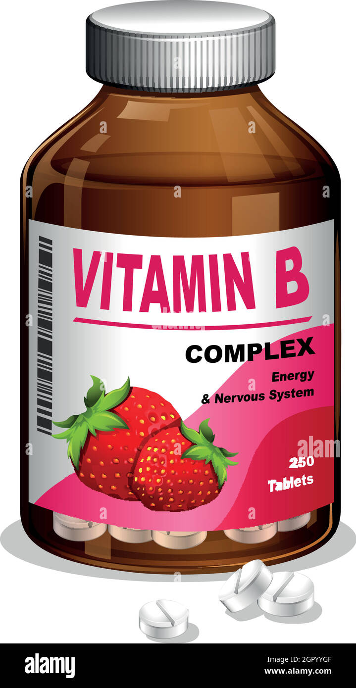 Vitamin-B-Kapsel im Behälter Stock Vektor