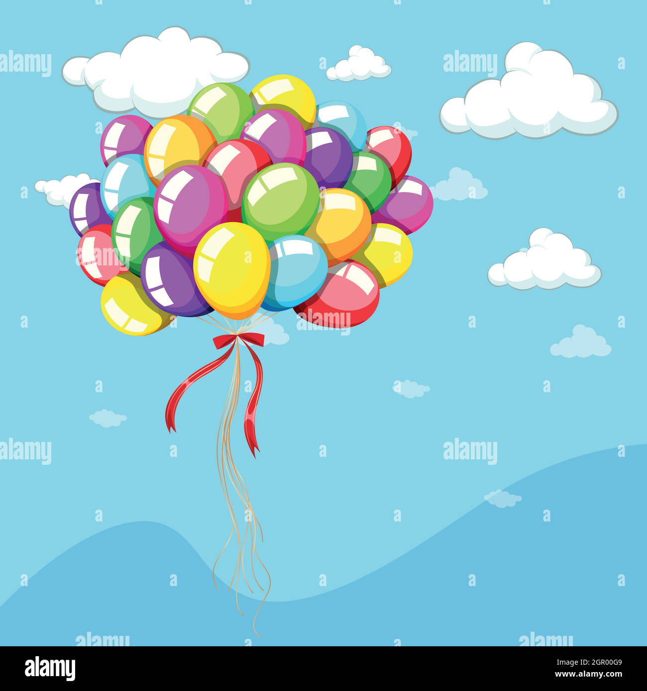 Hintergrundvorlage mit Ballons in blauem Himmel Stock Vektor