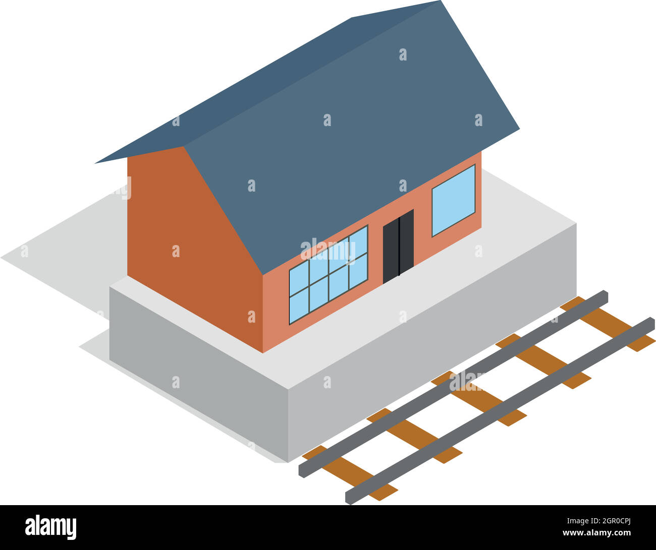 Zug-Station-Gebäude-Symbol, isometrischen 3d Stil Stock Vektor
