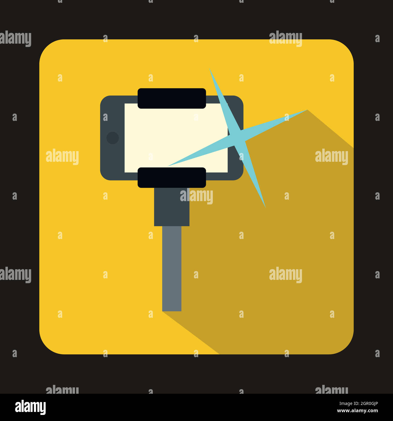 Die Bilder auf Smartphone auf Selfie Stick icon Stock Vektor