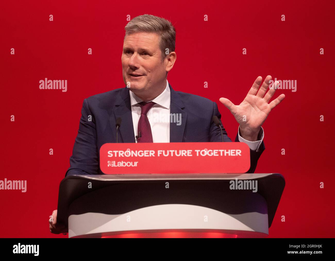 Der Gewerkschaftsführer Sir Keir Starmer hält seine erste Rede vor den Delegierten der Arbeitskonferenz in Brighton. Stockfoto