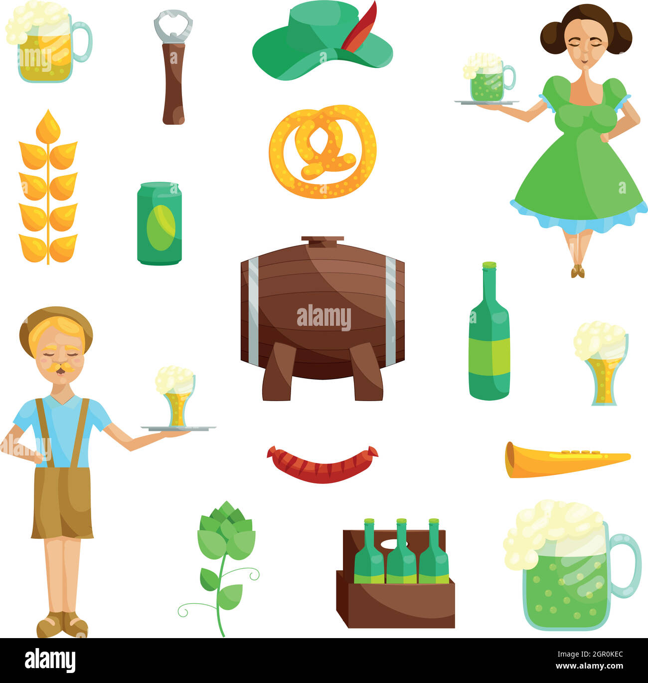 Oktoberfest-Icons set, cartoon-Stil Stock Vektor