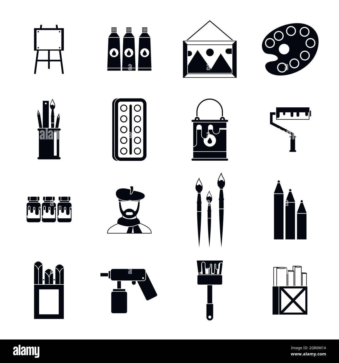 Malerei Symbole gesetzt, einfachen Stil Stock Vektor