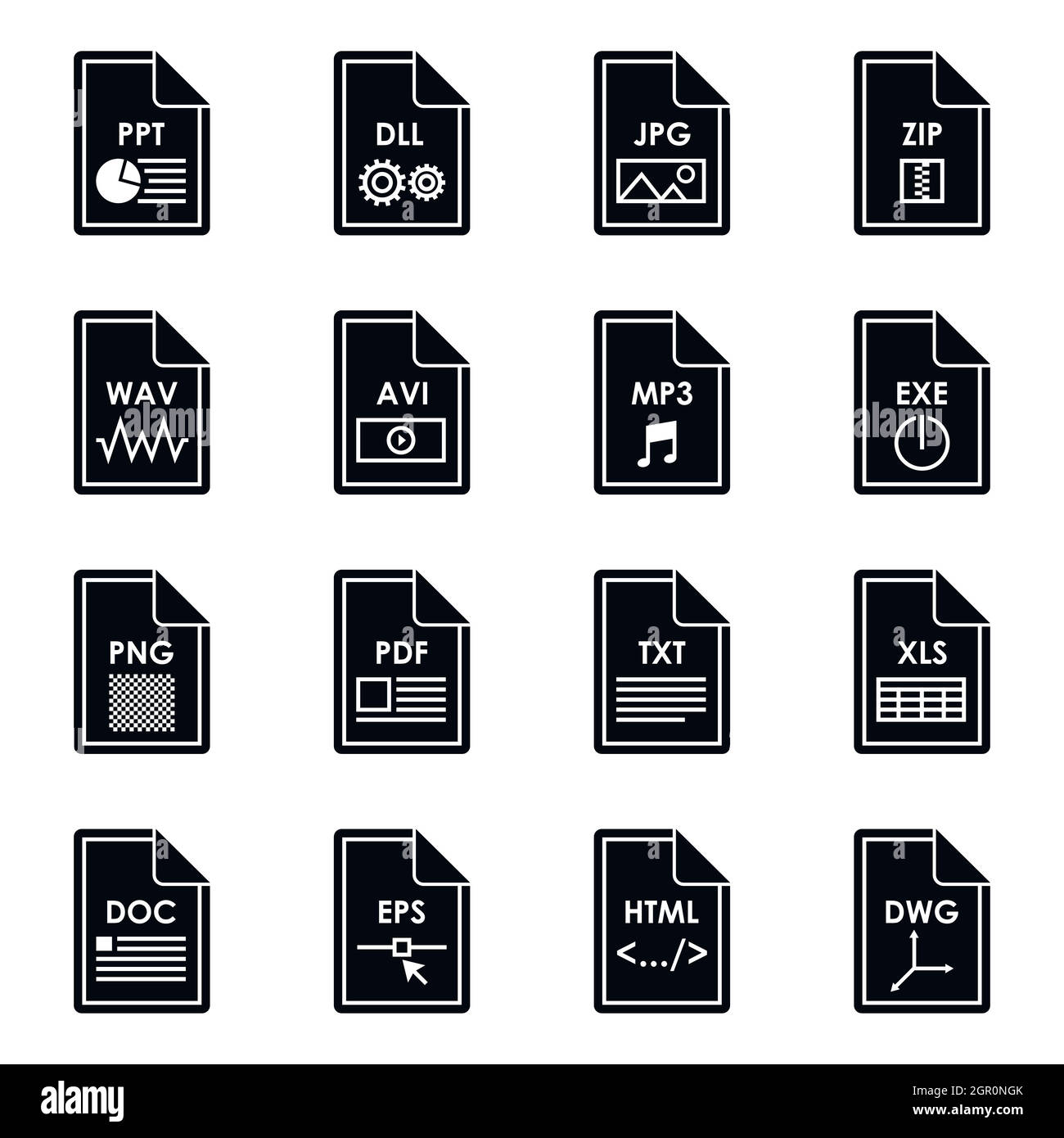 Format-Symbole Dateisatz, einfachen Stil Stock Vektor
