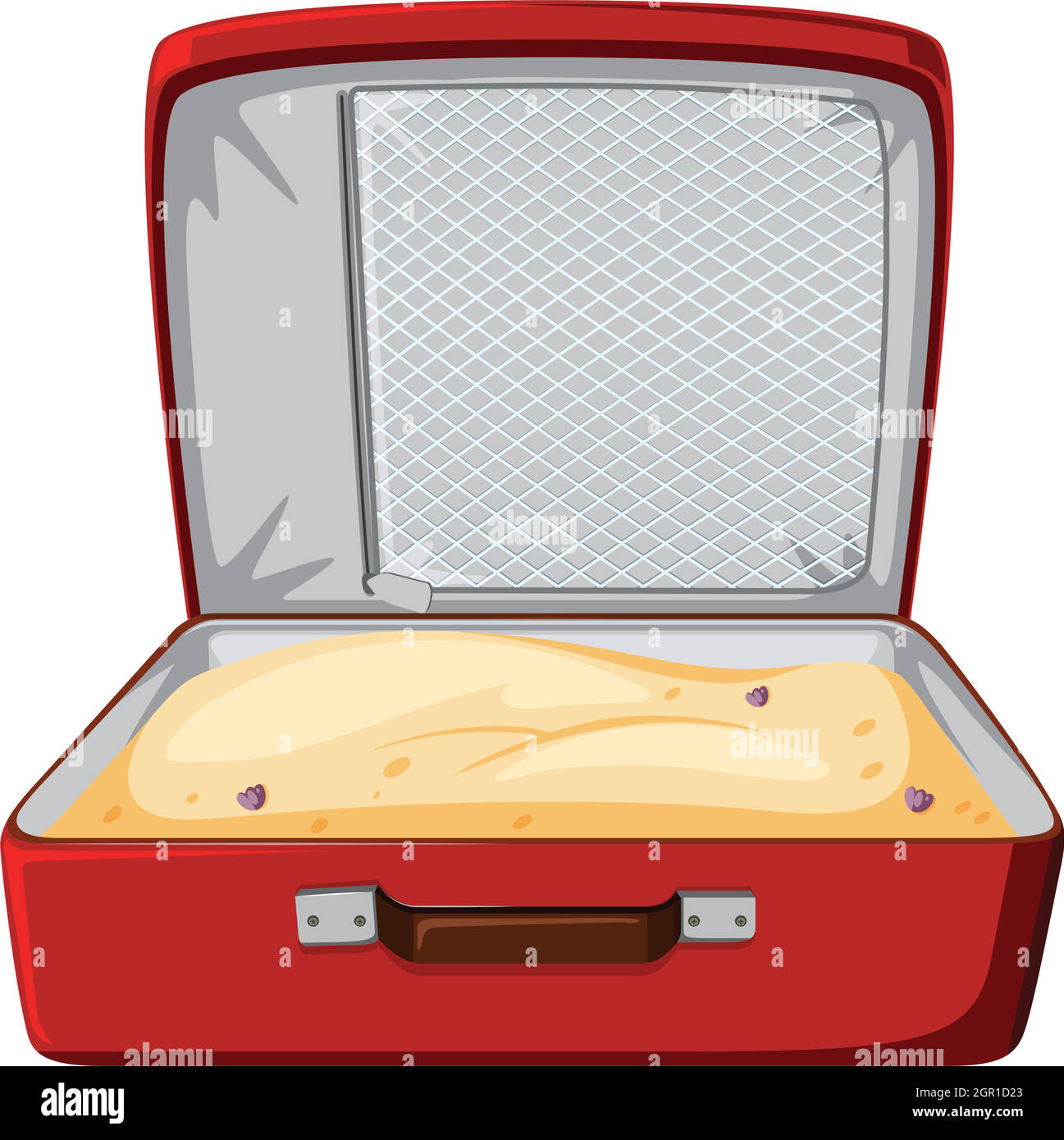 Roter Koffer gefüllt mit Sand Stock Vektor