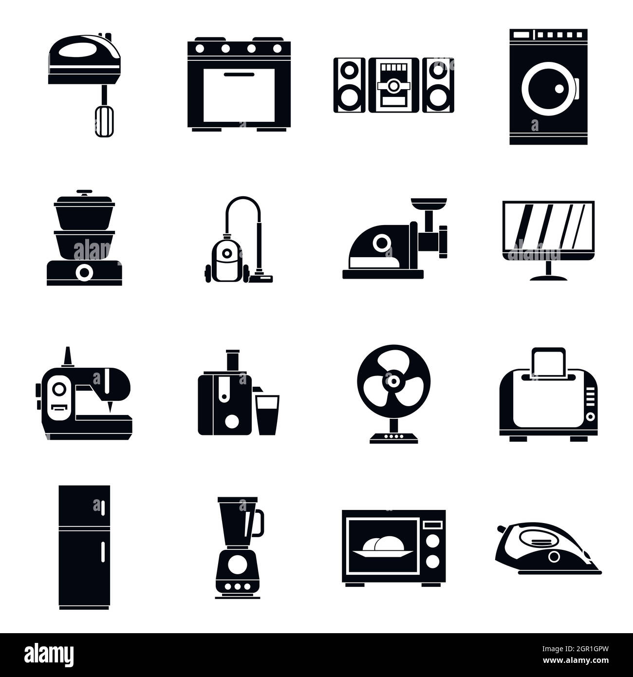 Haushaltsgeräte Icons Set, einfachen Stil Stock Vektor