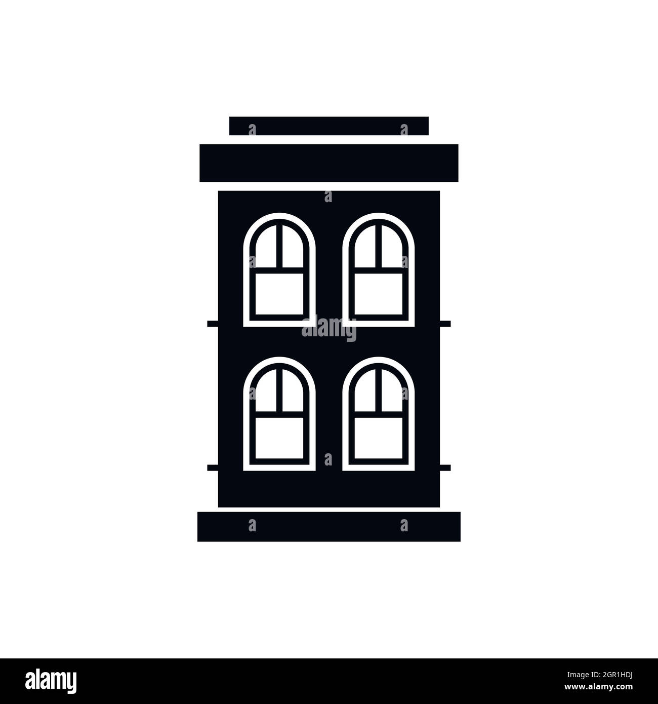 Zweistöckiges Haus mit großen Windows-Symbol Stock Vektor