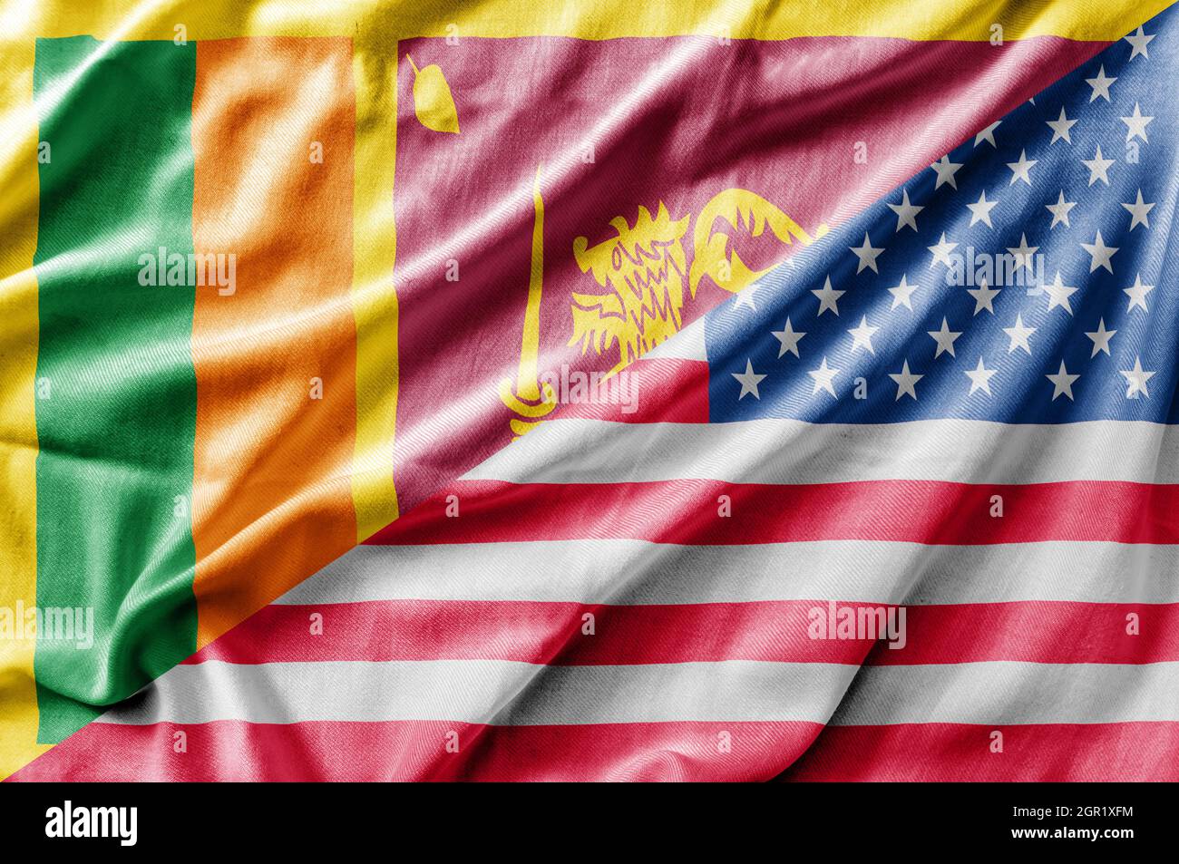 Gemischte Flagge der USA und Sri Lanka, dreidimensionale Darstellung Stockfoto