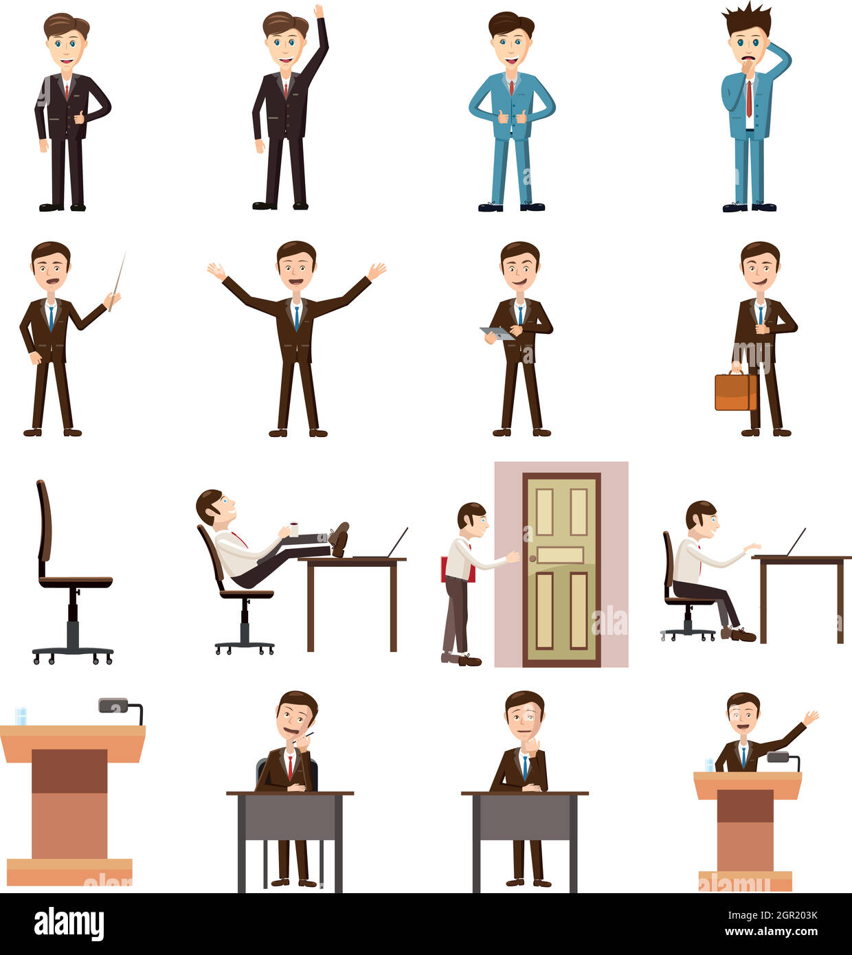 Business Icons set, cartoon-Stil Stock Vektor