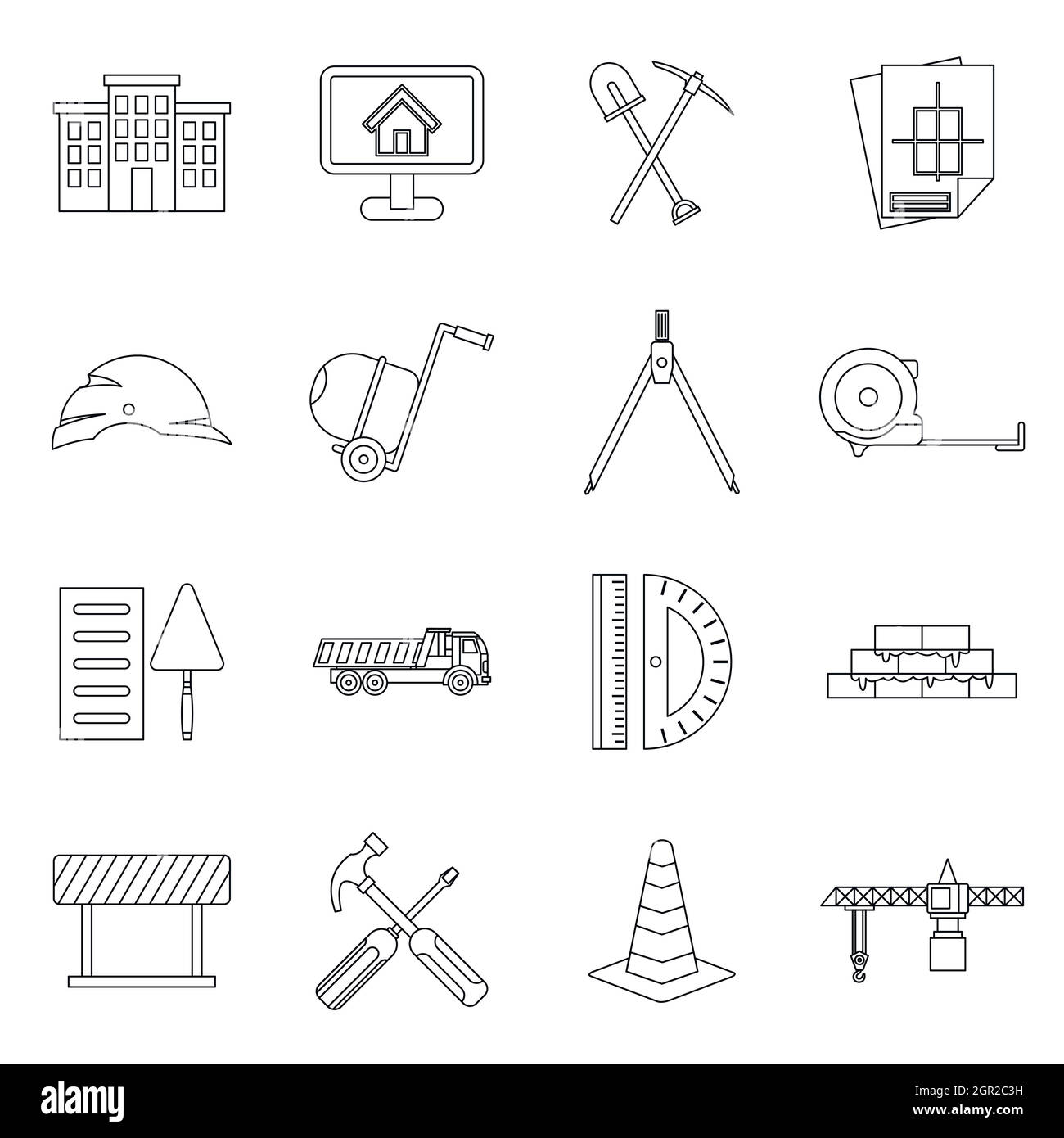 Symbole Baukasten, Umriss-Stil Stock Vektor