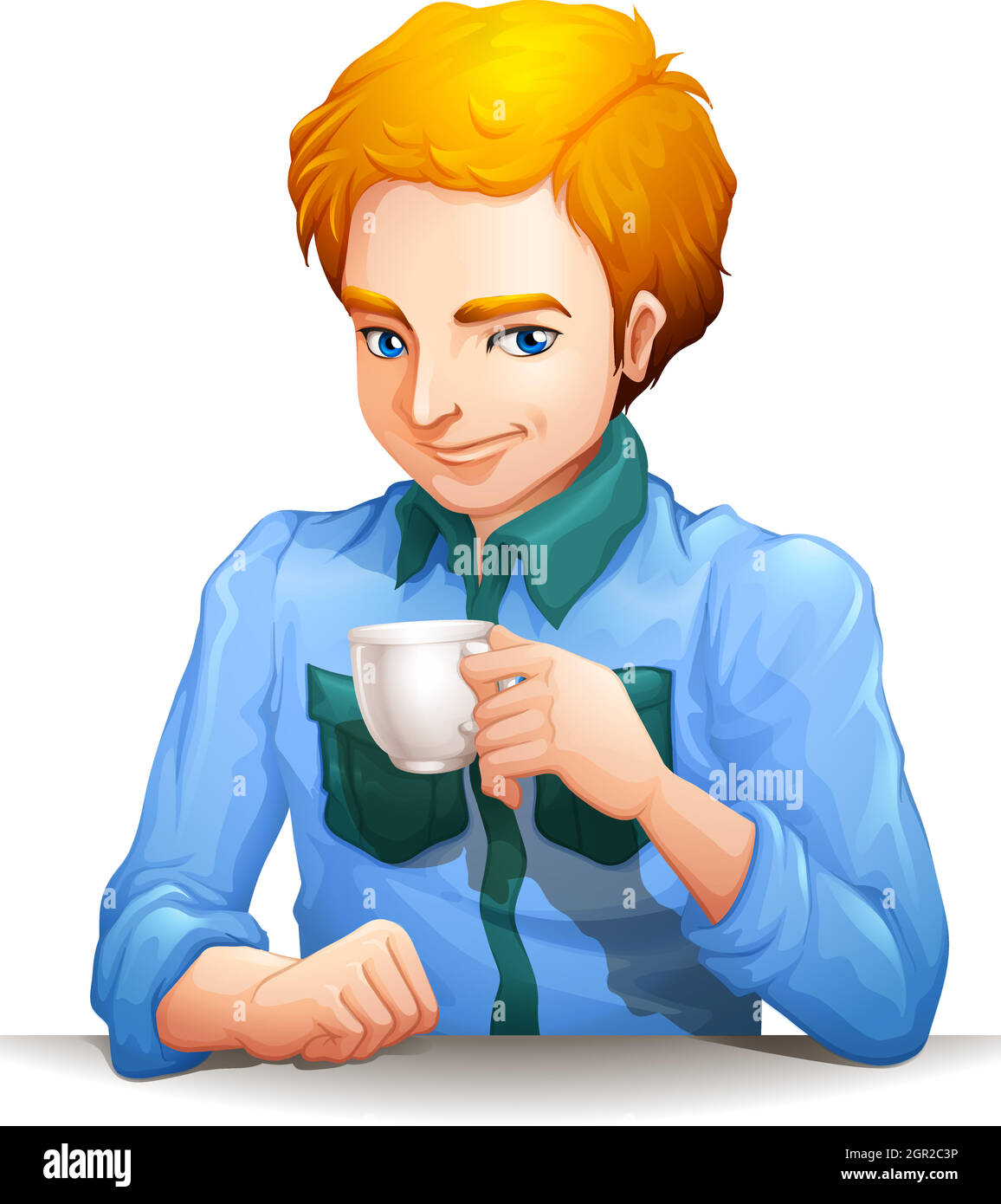 Ein Mann mit einer Tasse Tee Stock Vektor