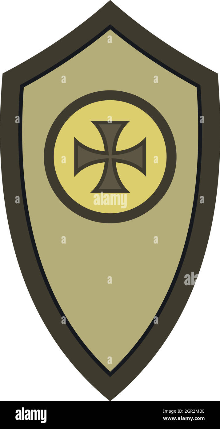 Krieger-Schild mit Kreuz flach Stil-Ikone Stock Vektor