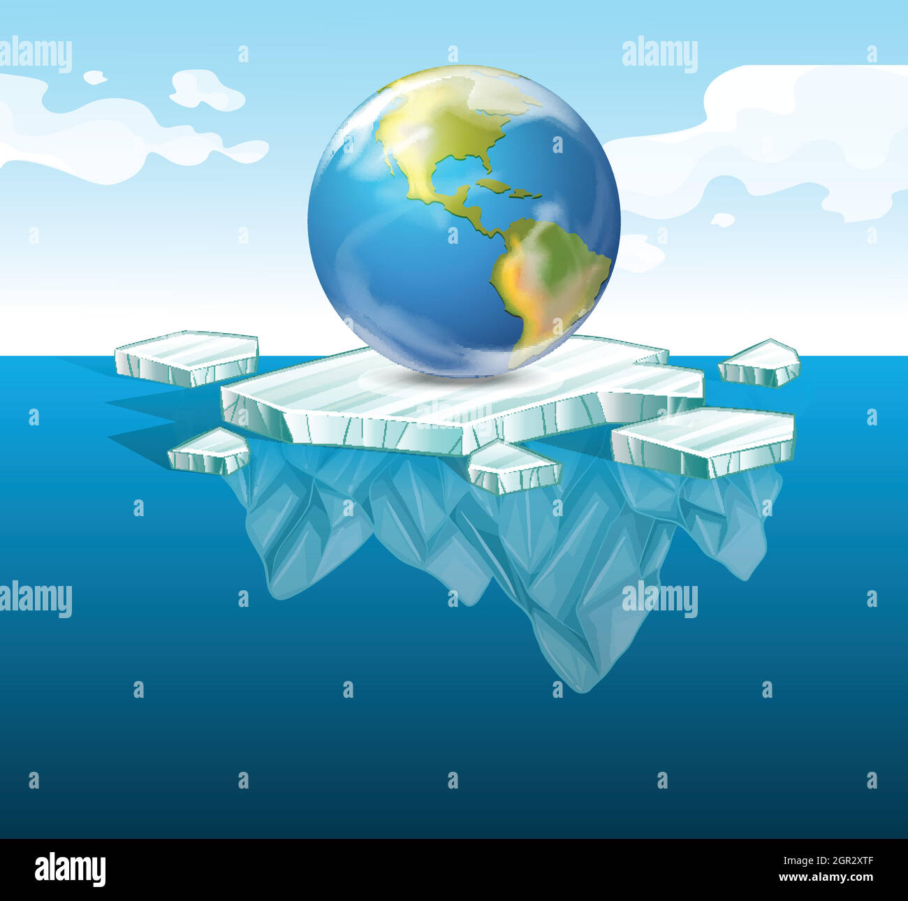 Rette das Thema Erde mit Erde auf Eis Stock Vektor