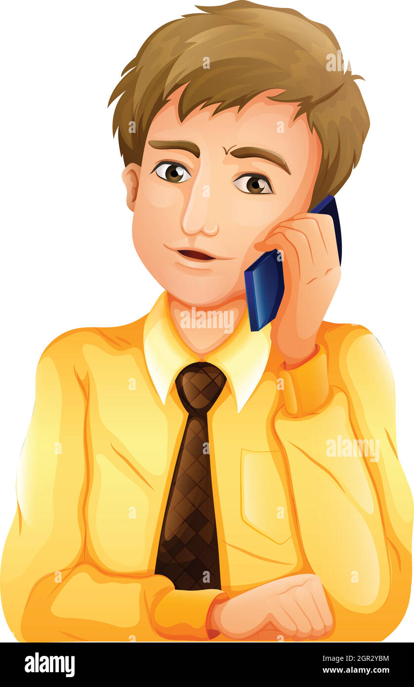 Ein Geschäftsmann mit einem Mobiltelefon Stock Vektor
