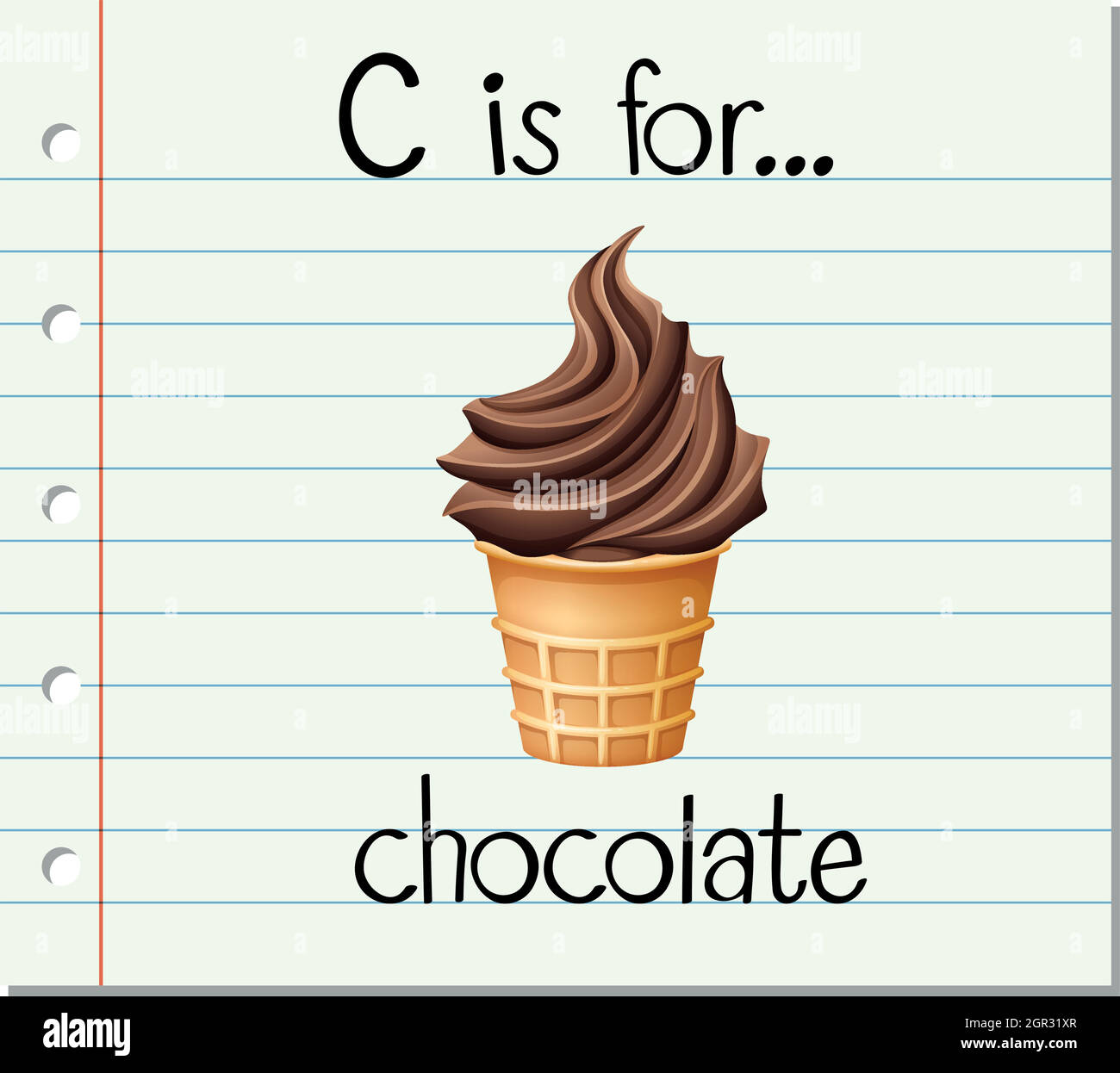 Der Buchstabe C der Flashcard ist für Schokolade Stock Vektor