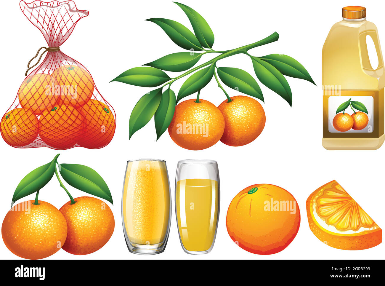 Orangen und Orangenprodukte Stock Vektor