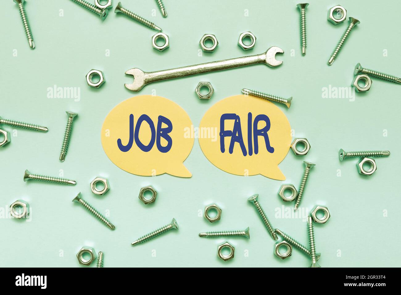 Inspiration zeigt Zeichen Job Fair. Business-Konzept-Veranstaltung, bei der Arbeitgeber Recruiter Informationen an Mitarbeiter geben Neue Ideen Brainstoming für Stockfoto