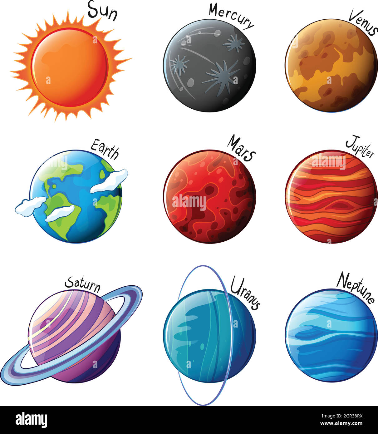 Planeten des Sonnensystems Stock Vektor
