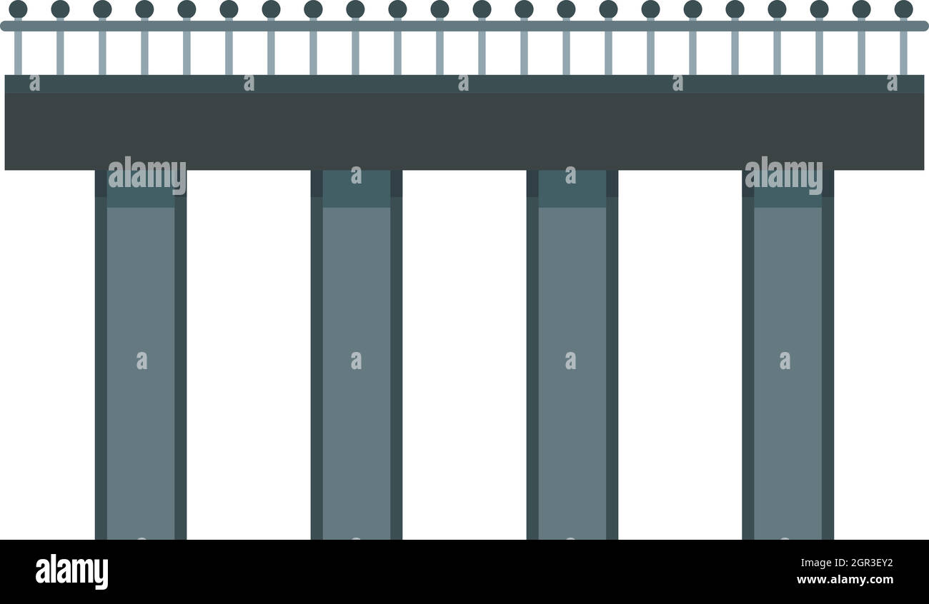 Brücke mit flachen Stil-Ikone Stahl Geländer Stock Vektor