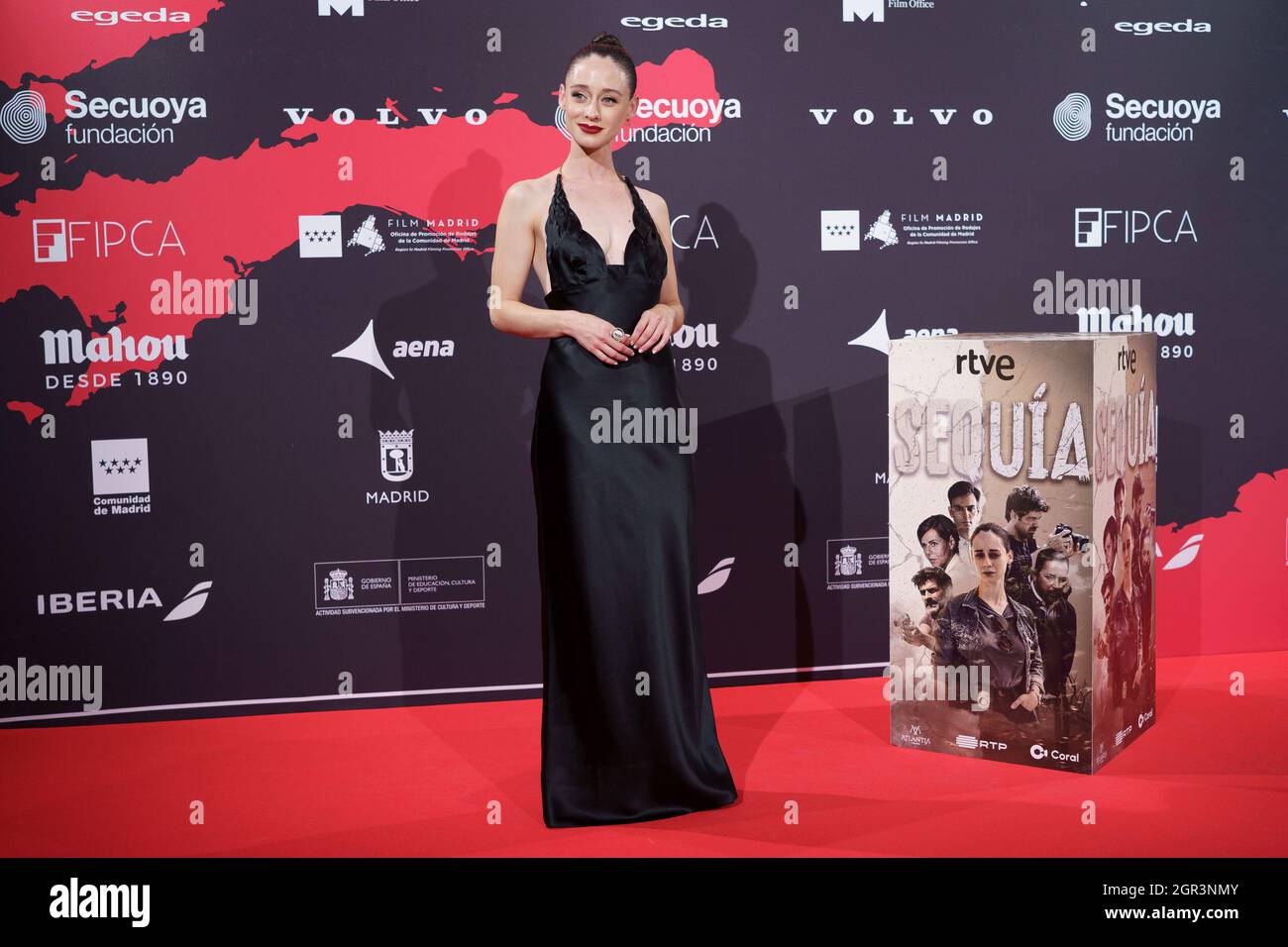 Madrid, Spanien. September 2021. Elena Rivera nimmt an der Fotoserie für die Premiere der TV-Serie ‘Sequía' im Rahmen des IberSeries Platino Industria Festivals im Kino Callao Teil. (Foto: Atilano garcia/SOPA Images/Sipa USA) Quelle: SIPA USA/Alamy Live News Stockfoto