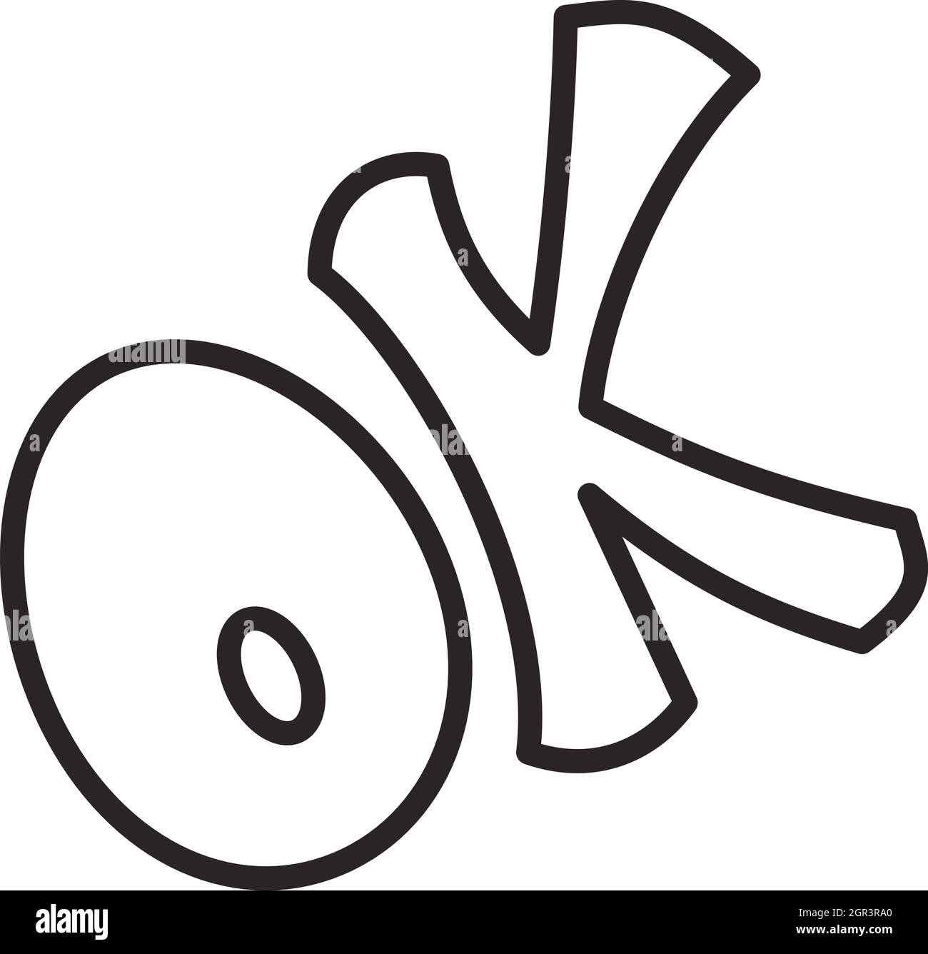 Wort symbol ok, outline Style Stock Vektor