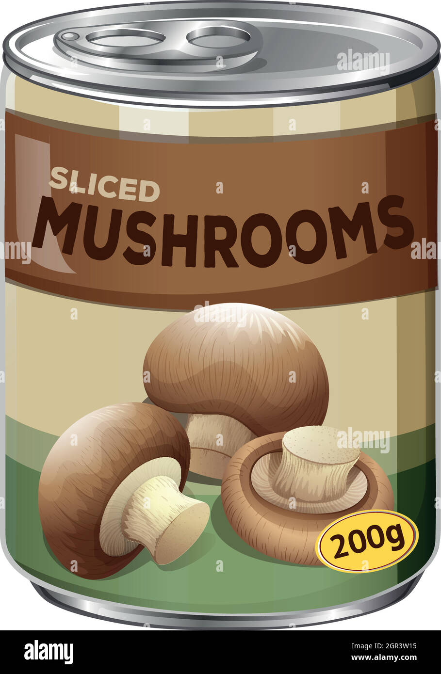 Eine Dose Champignons in Scheiben geschnitten Stock Vektor