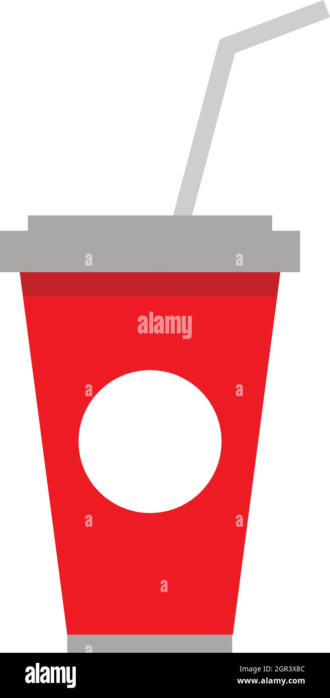 Soft Drink in einem roten Pappbecher mit Deckel Symbol Stock Vektor
