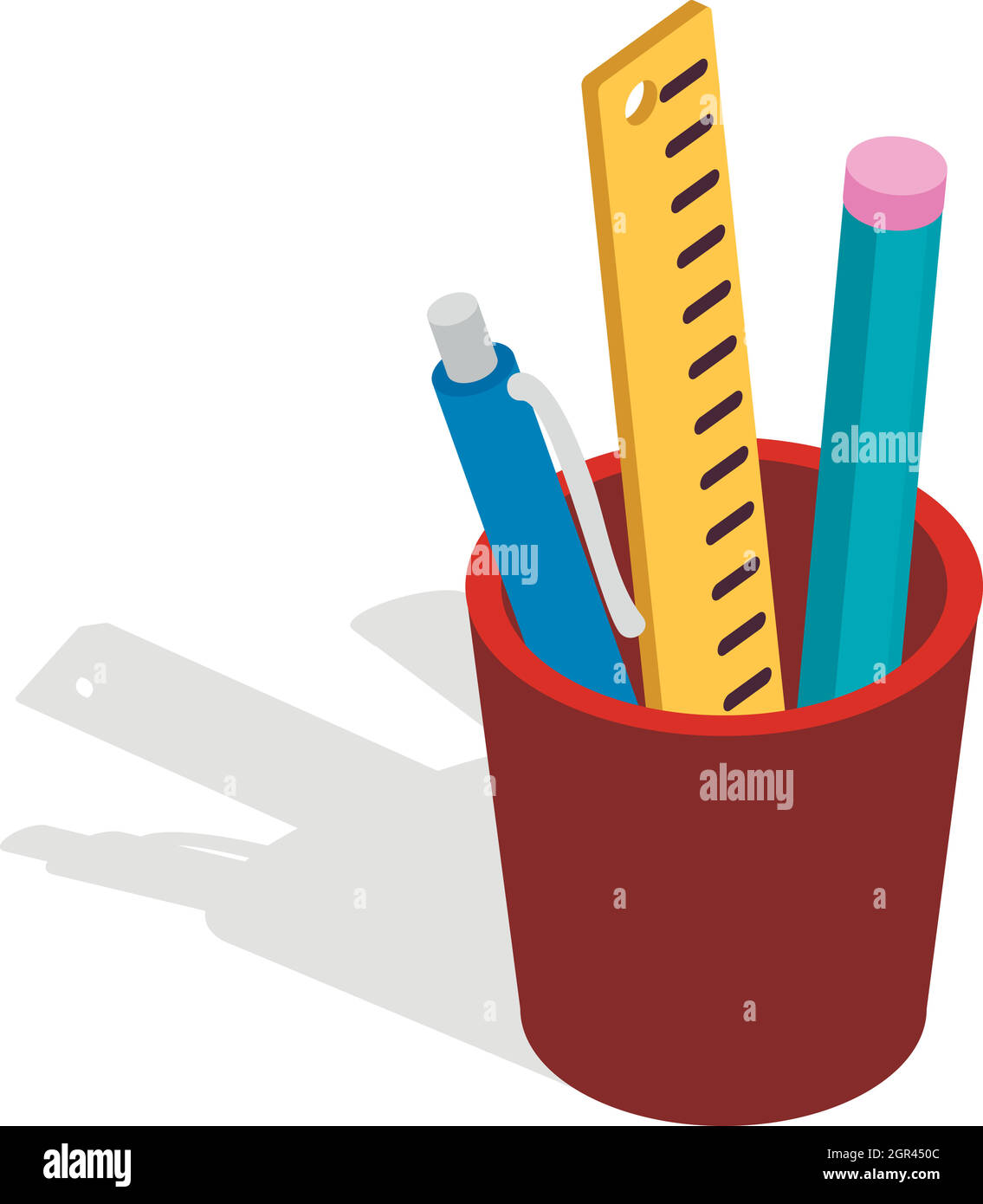 Schreibwaren in brauner Schale Symbol, isometrische 3D-Stil Stock Vektor