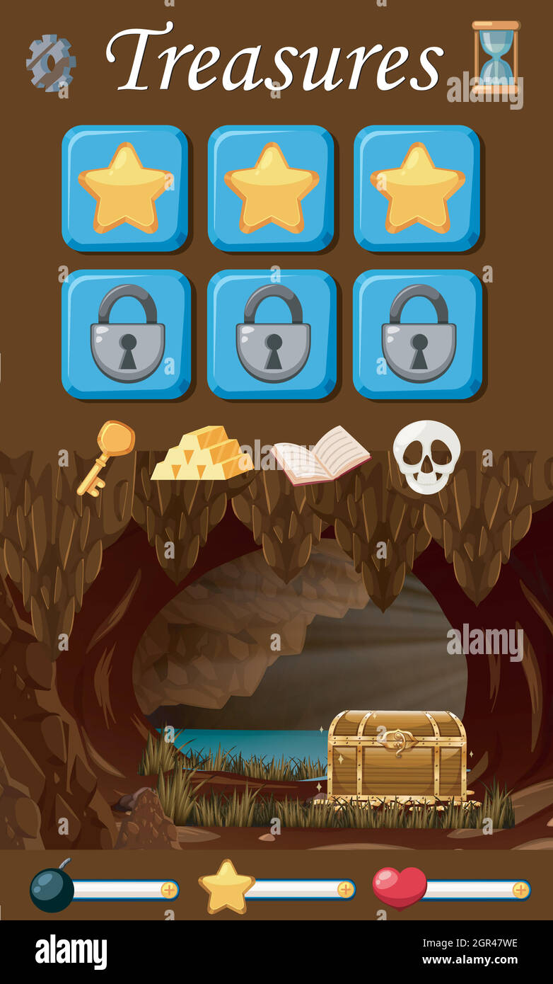 Tresure Spiel gesetzt Hintergrund Stock Vektor