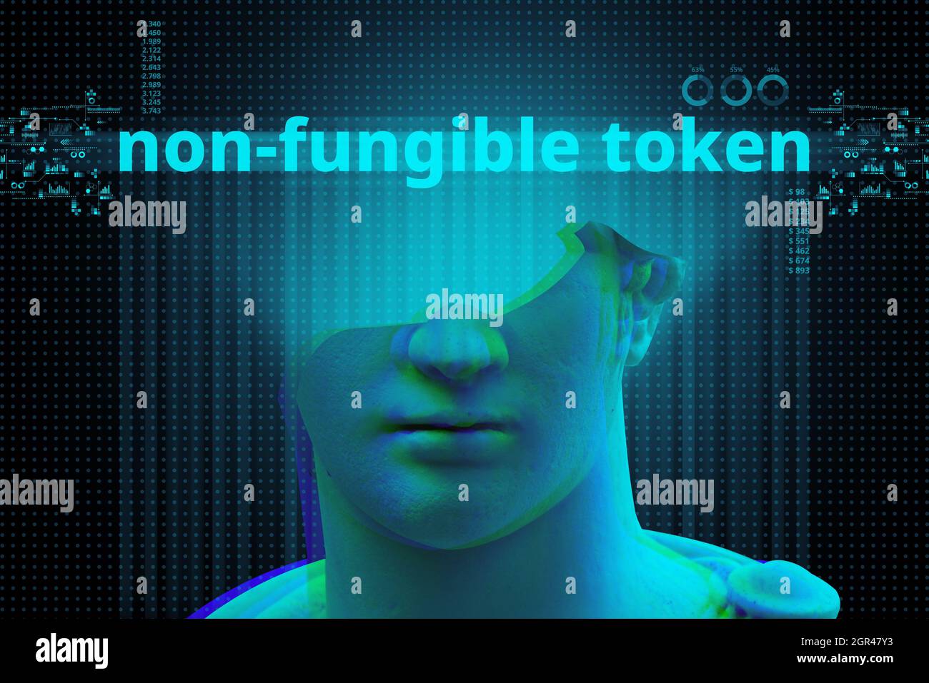 Digital Key NFT ist ein nicht-fungibler Token, der auf Kryptowährung basiert. Stockfoto