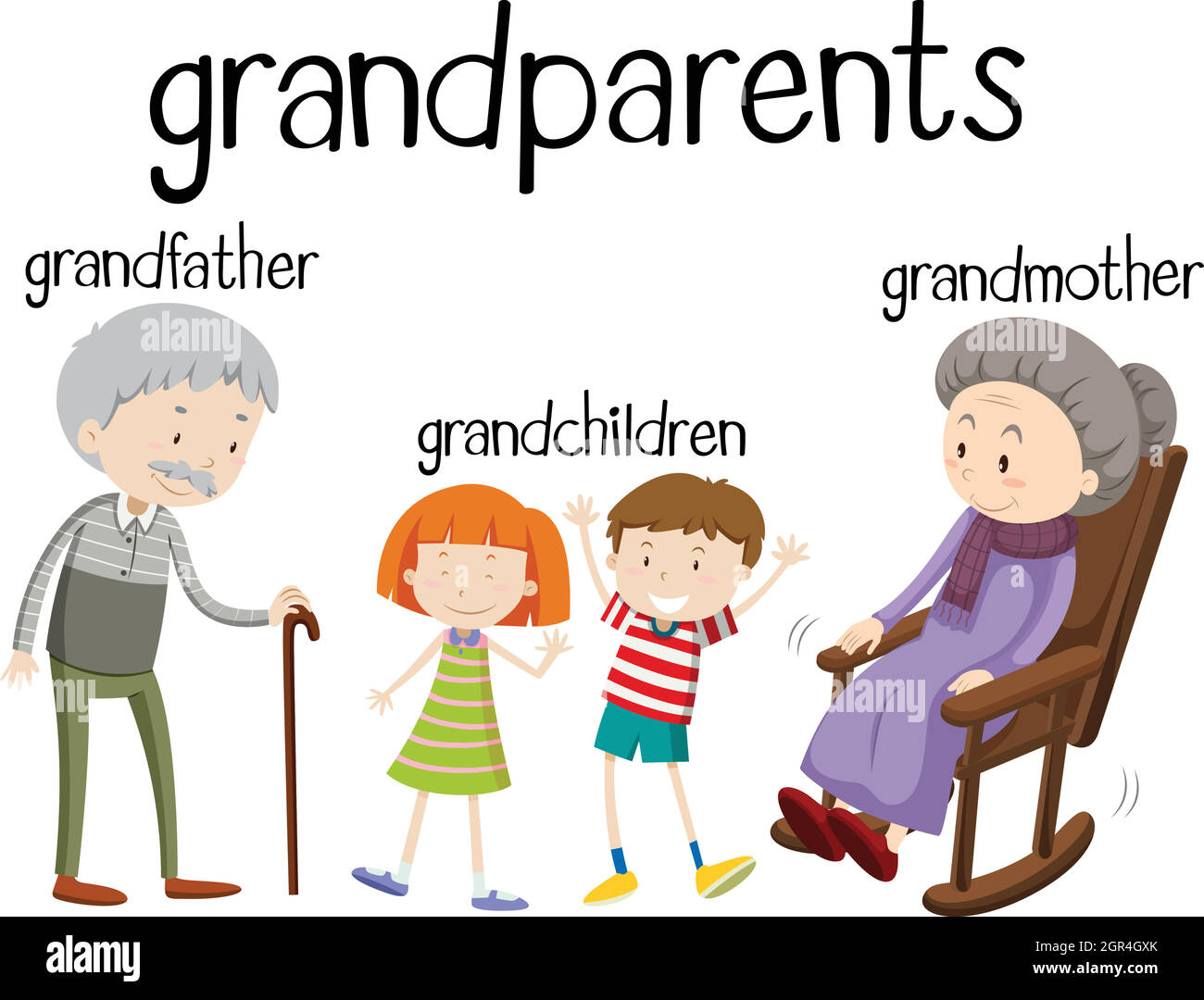 Großeltern und Enkel zusammen Stock Vektor