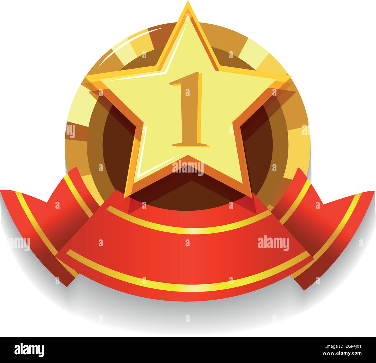 Label-Design mit goldenem Stern und rotem Band Stock Vektor