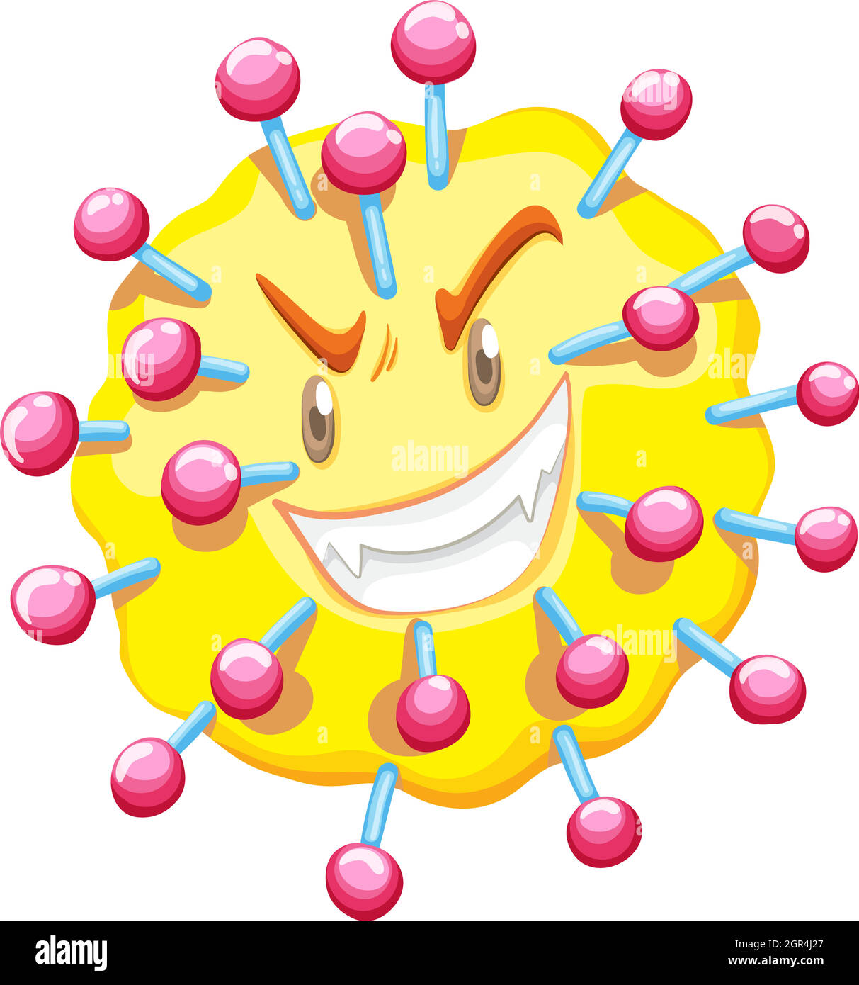 Viruszelle mit Monstergesicht Stock Vektor