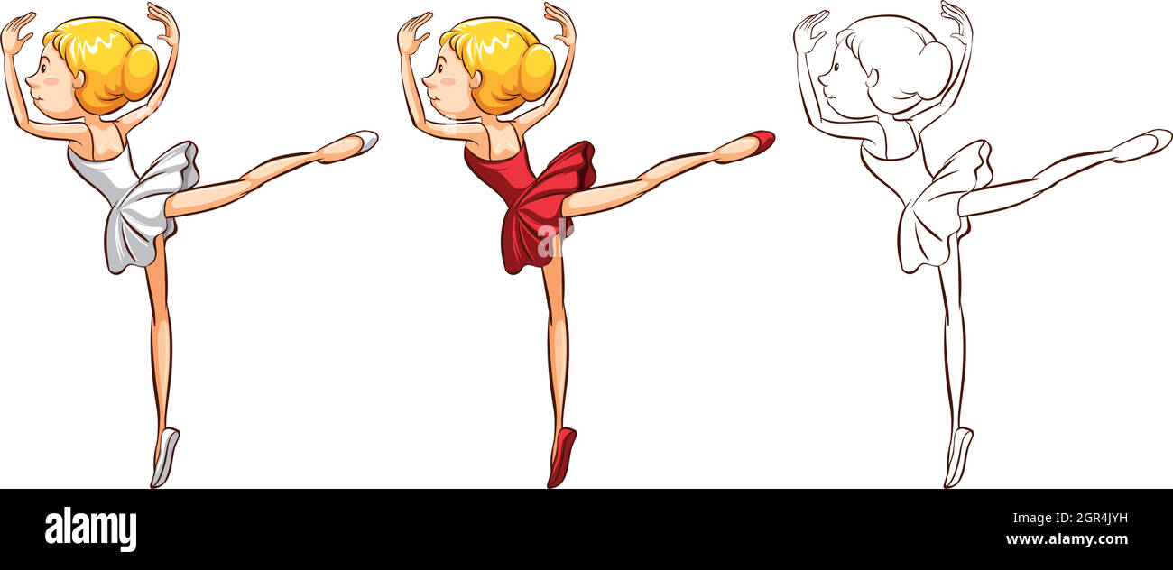 Doodle-Charakter für Ballerina Stock Vektor