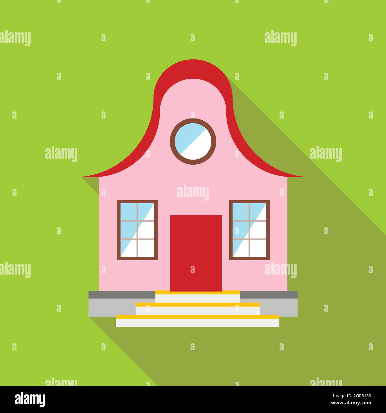 Cool Pink House Symbol, flacher Stil Stock Vektor