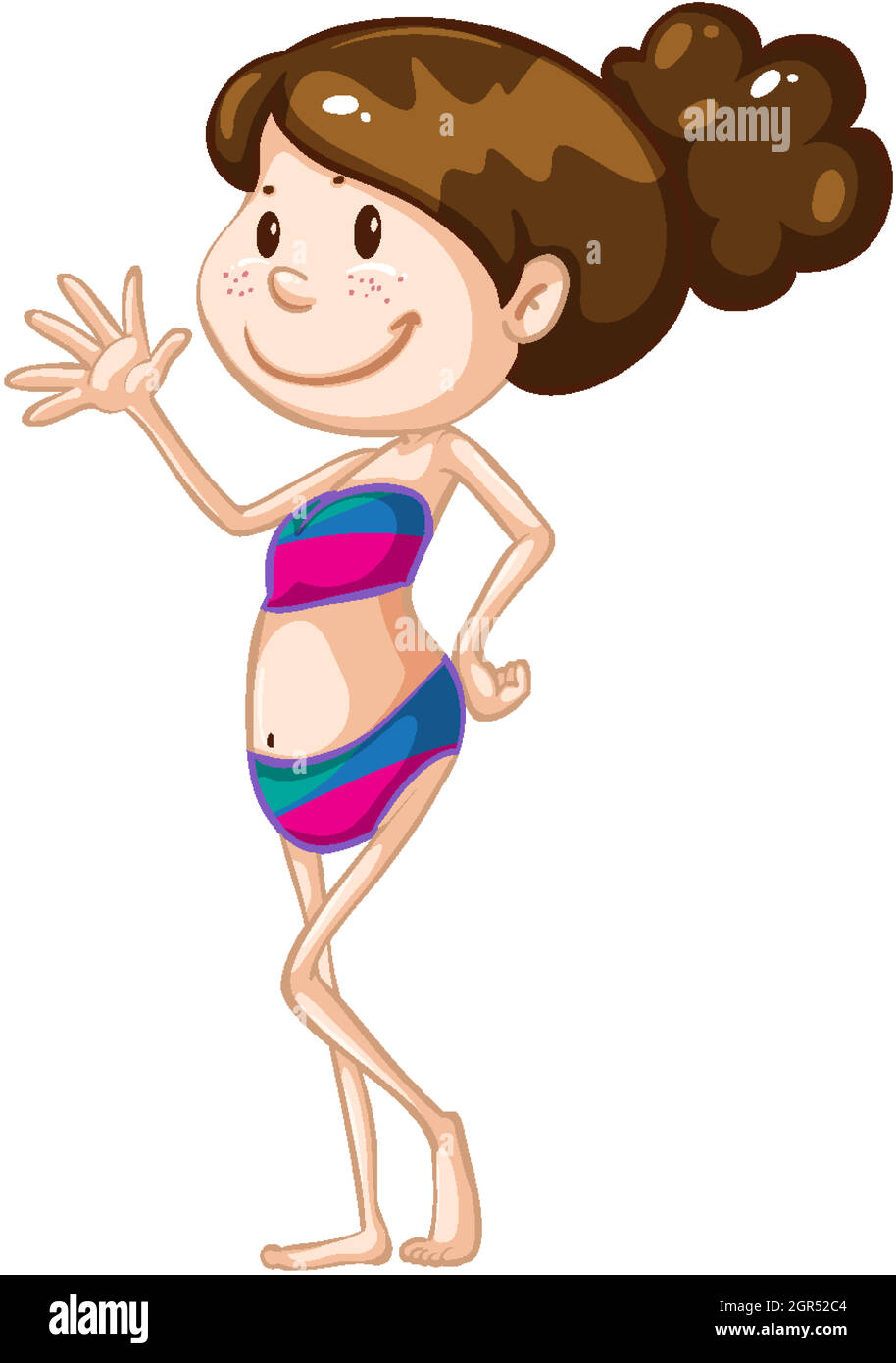 Athlet in Bikini winkende Hand auf weißem Hintergrund Stock Vektor