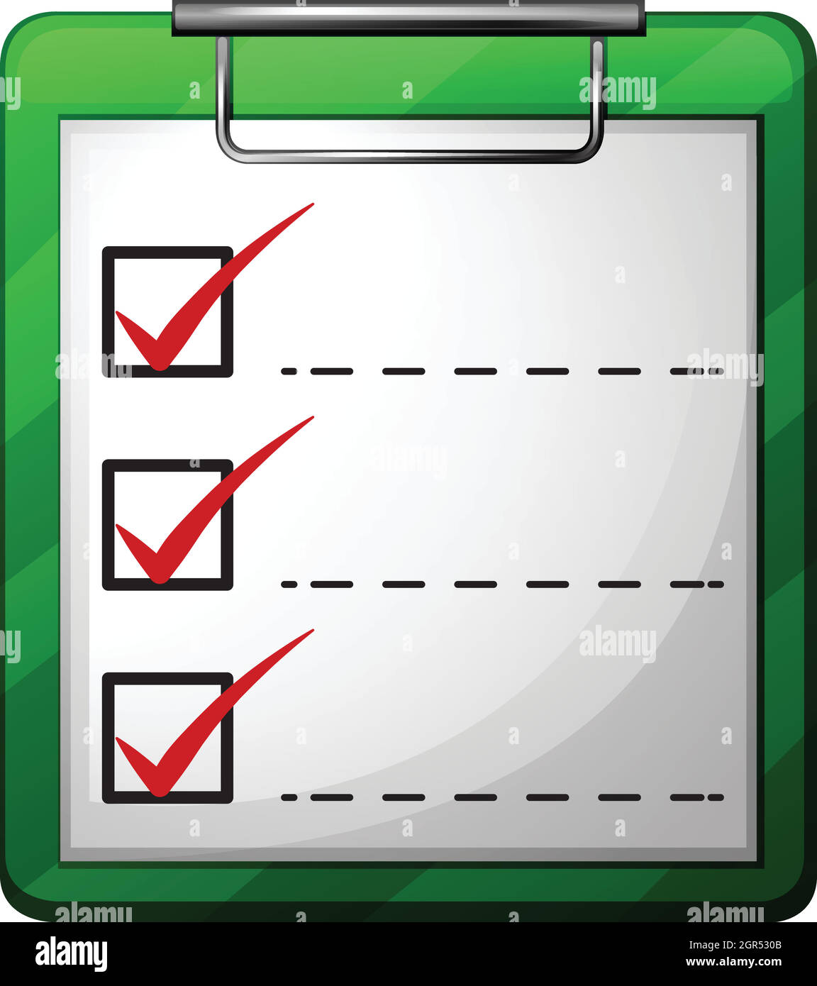 Eine medizinische Tabelle mit Häkchen Stock Vektor