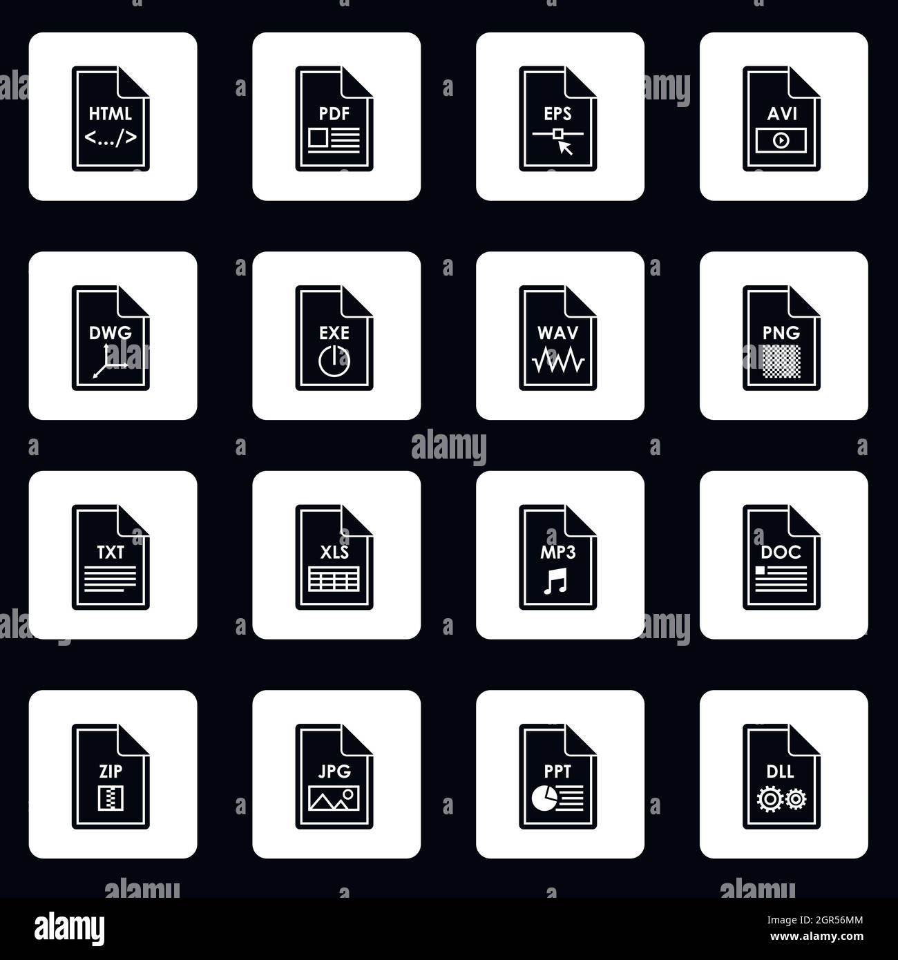 Format-Symbole Dateisatz, einfachen Stil Stock Vektor