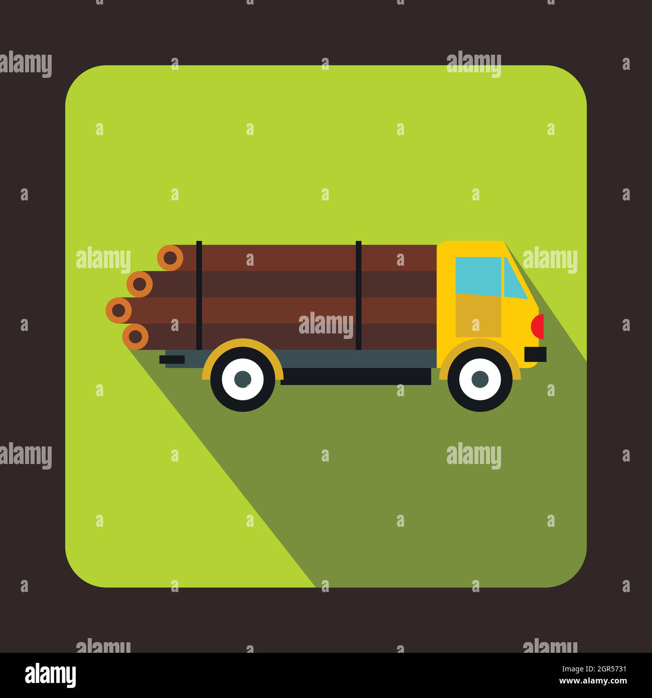 Logging truck Protokolle Symbol, flacher Stil Stock Vektor