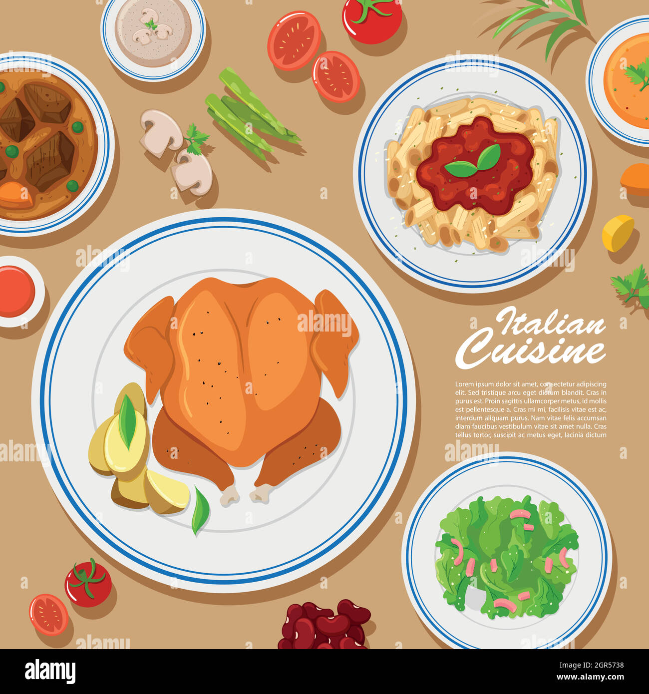 Poster Design mit verschiedenen Arten von Lebensmitteln Stock Vektor