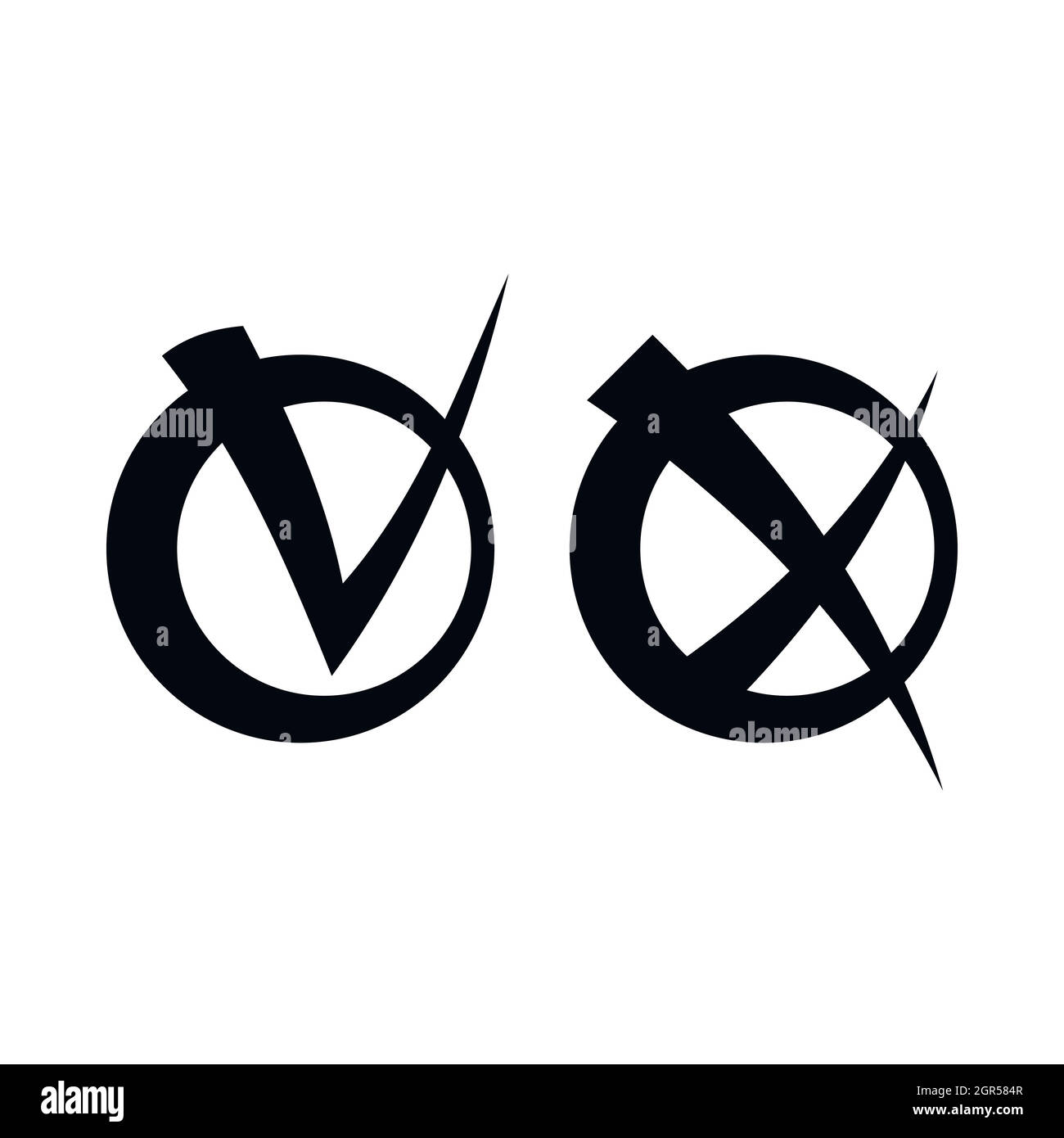 Tick und Kreuz im KreisSymbol, einfachen Stil Alamy